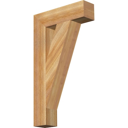 Ekena Millwork Traditional Block Rough Sawn Bracket, Western Red Cedar, 4"W x 16"D x 28"H BKT04X16X28TRA05RWR